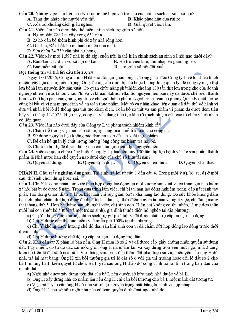 Đề thi khảo sát môn KTPL lần 1 cụm THPT Bắc Ninh 2026 3