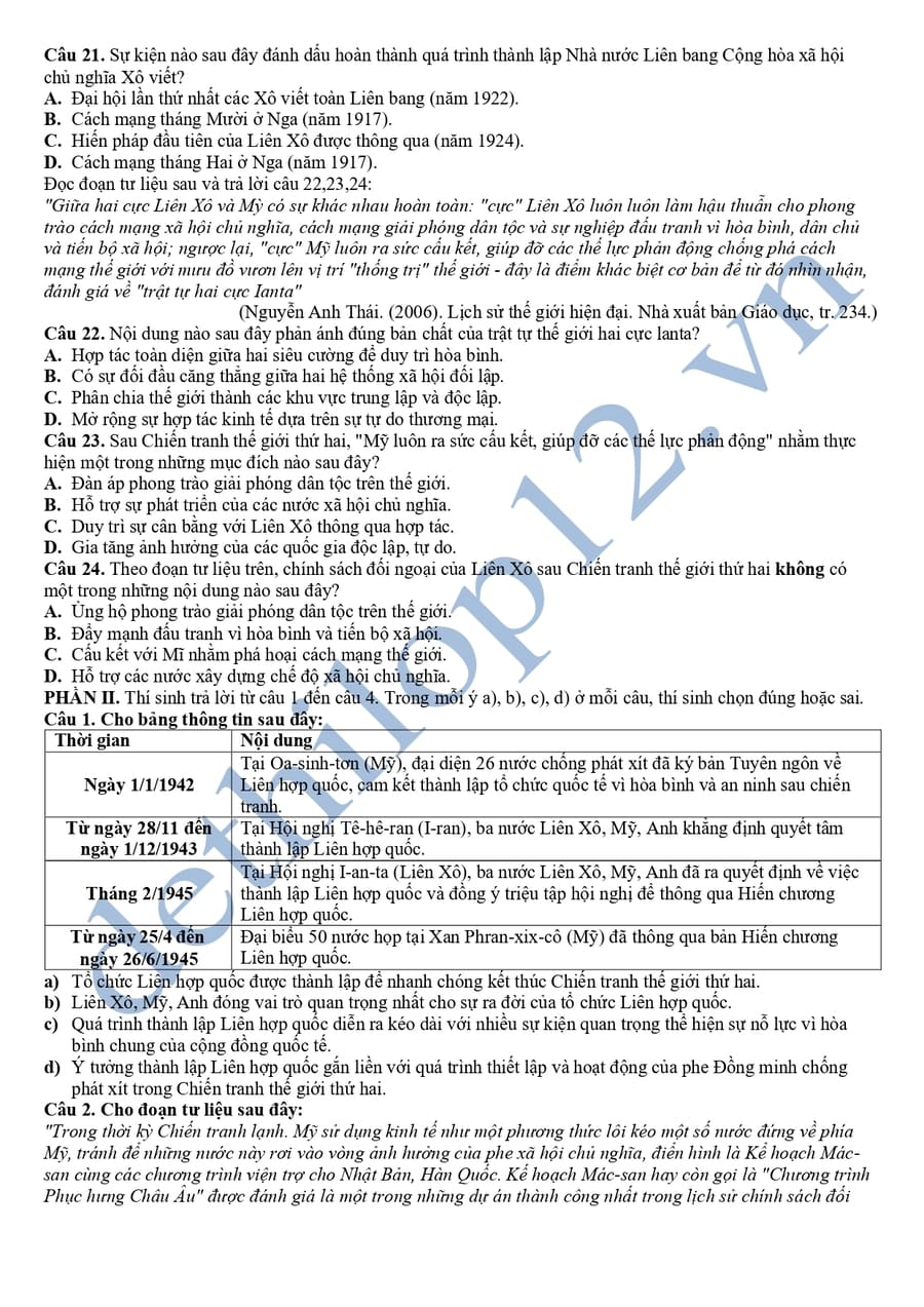 Đề thi thử đại học môn sử lần 1 THPT Nguyễn Du 2026 3