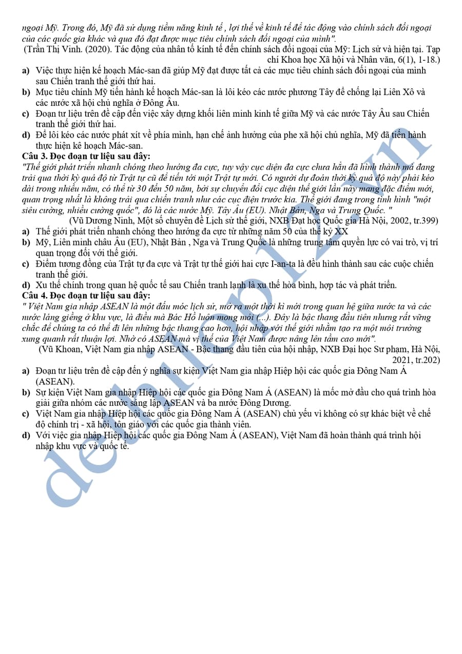 Đề thi thử đại học môn sử lần 1 THPT Nguyễn Du 2026 4