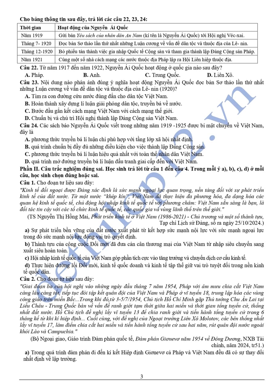 Đề thi thử tốt nghiệp môn sử Sơn La 2026 lần 1  3