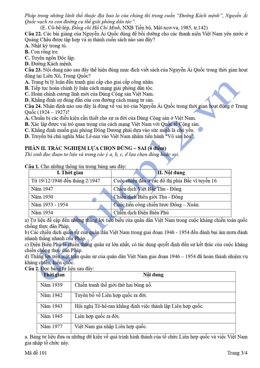 Đề thi khảo sát tháng 3 môn sử THPT Đông Bắc GA 2026 3