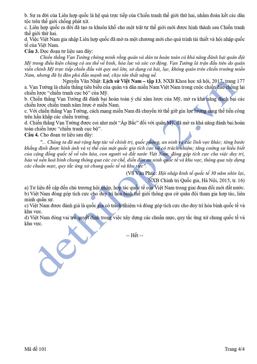 Đề thi khảo sát tháng 3 môn sử THPT Đông Bắc GA 2026 4