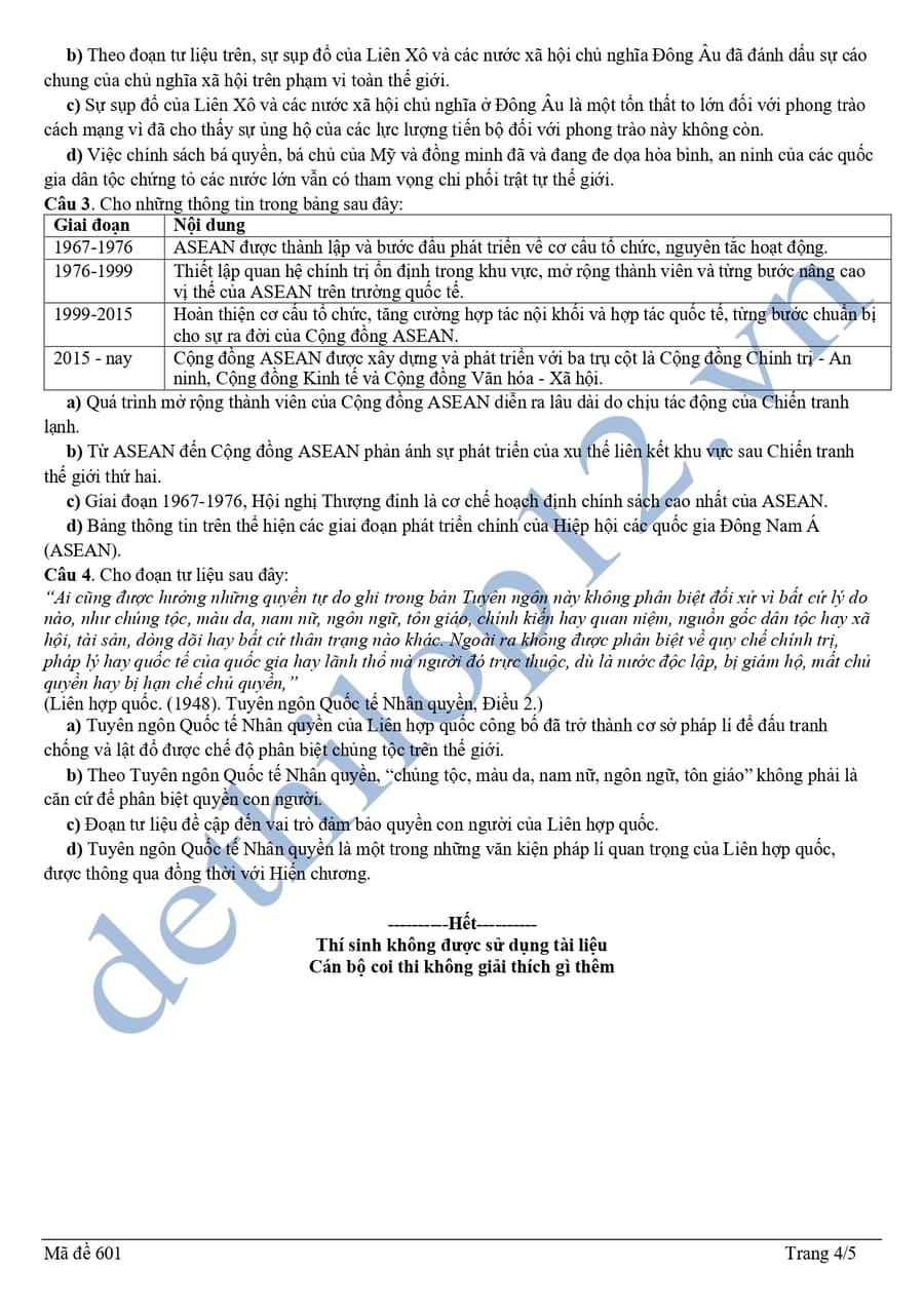 Đề thi khảo sát môn sử lớp 12 lần 2 THPT Lương Sơn 2026 4