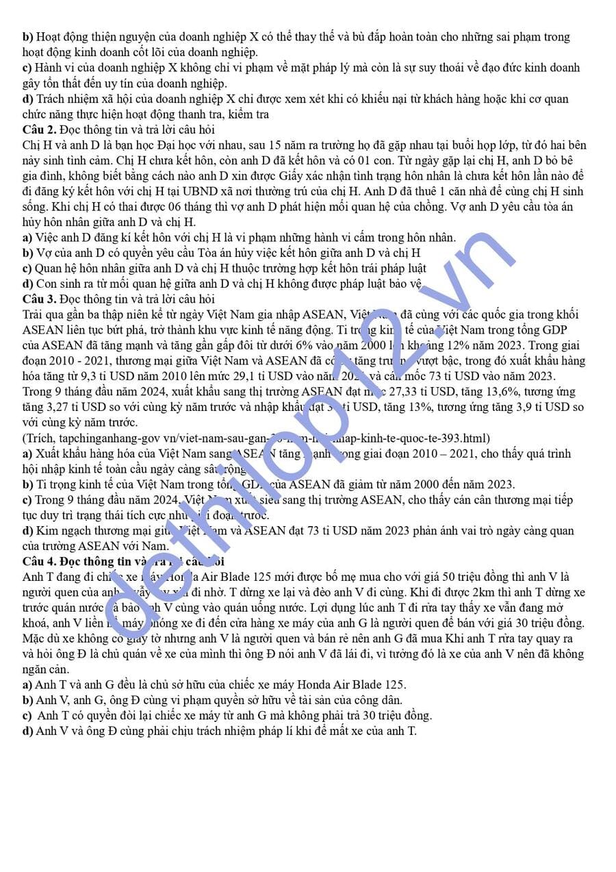 Đề thi khảo sát môn KTPL lớp 12 Thanh Hoá 2026  4