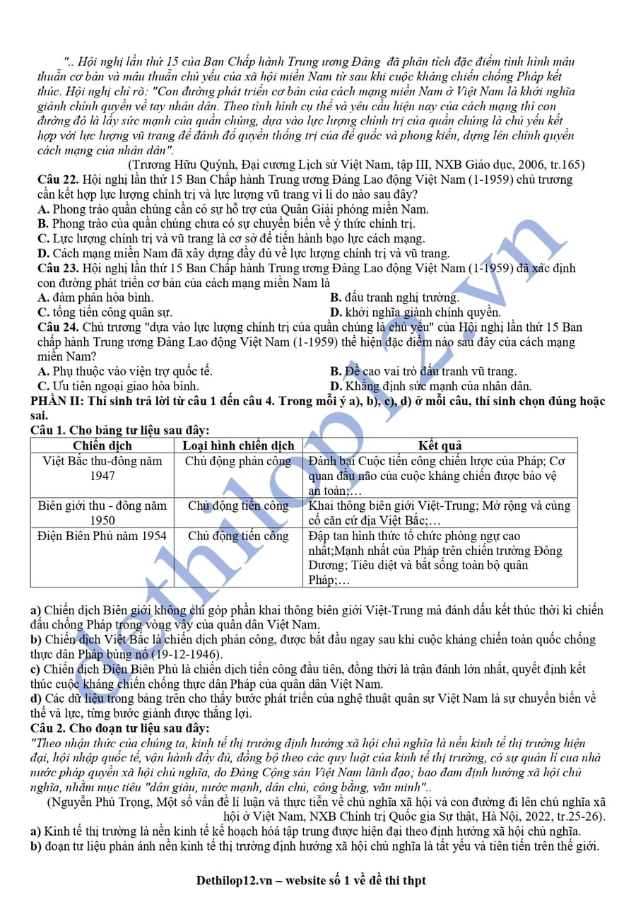 Đề thi thử tốt nghiệp môn sử Tuyên Quang 2026 lần 1 3