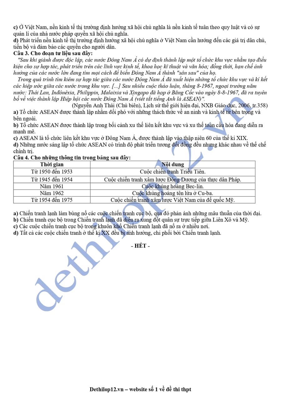 Đề thi thử tốt nghiệp môn sử Tuyên Quang 2026 lần 1 4