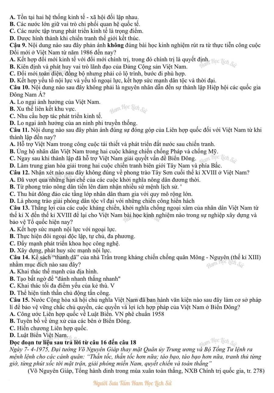 Đề thi hsg lịch sử lớp 12 TP Đà Nẵng 2026 2