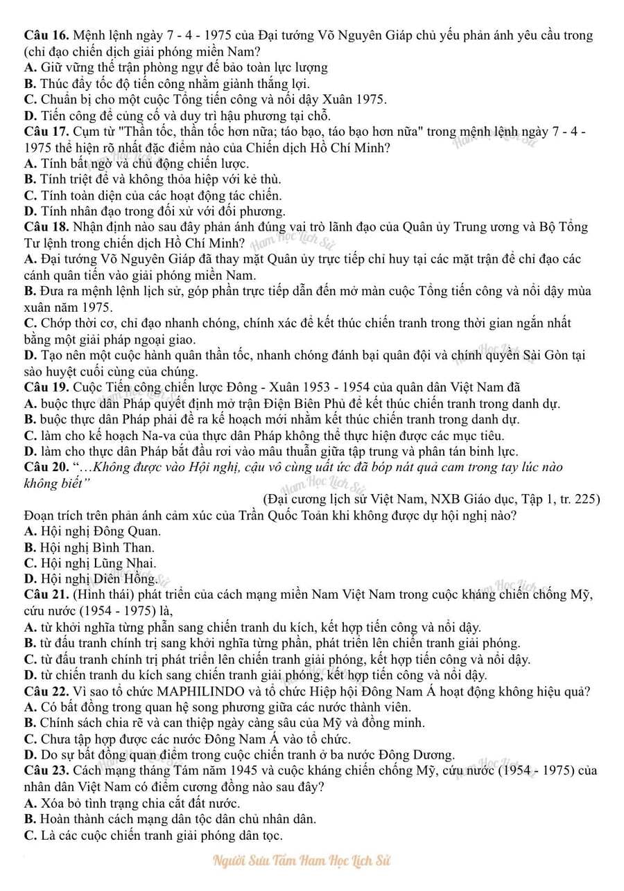 Đề thi hsg lịch sử lớp 12 TP Đà Nẵng 2026 3