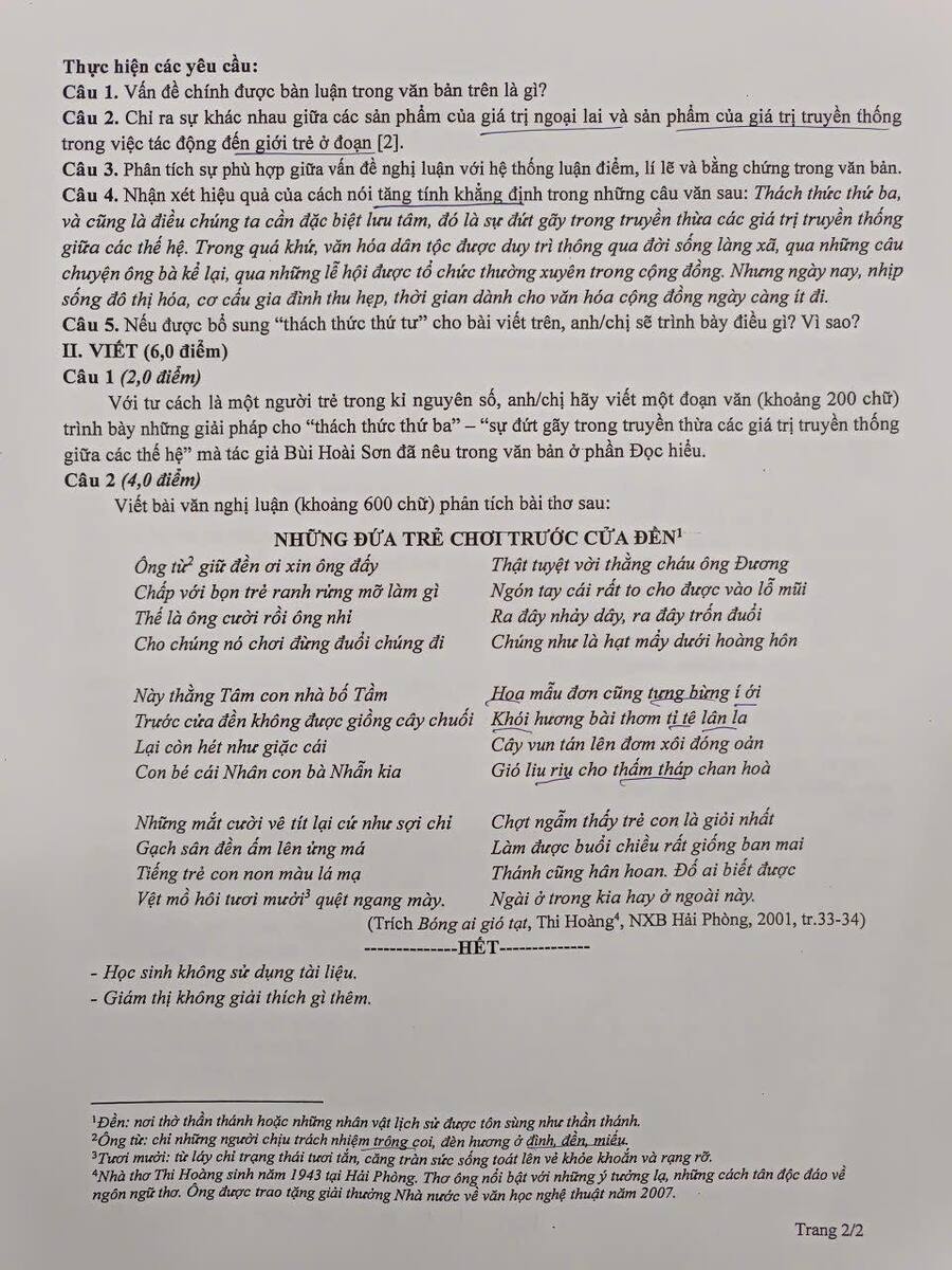 Đề thi tốt nghiệp môn văn thành phố Hà Nội 2026  2