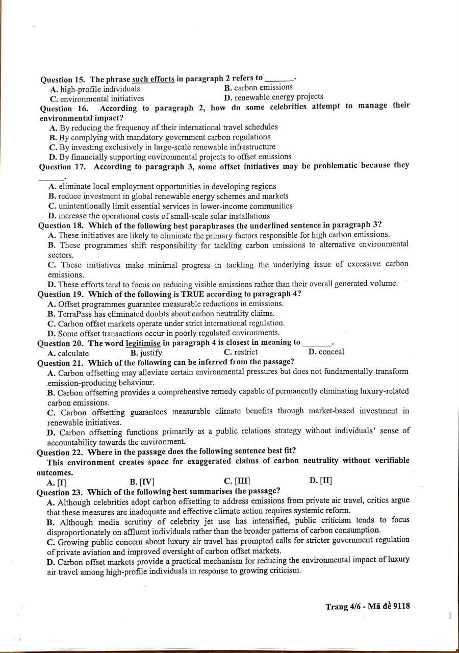 Đề thi khảo sát môn tiếng Anh Hà Nội 2026 4