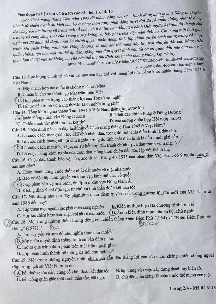 Đề thi khảo sát chất lượng lớp 12 Môn Sử Hà Nội 2026 4