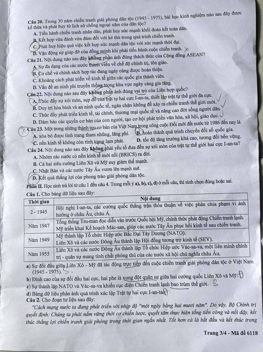 Đề thi khảo sát chất lượng lớp 12 Môn Sử Hà Nội 2026 3