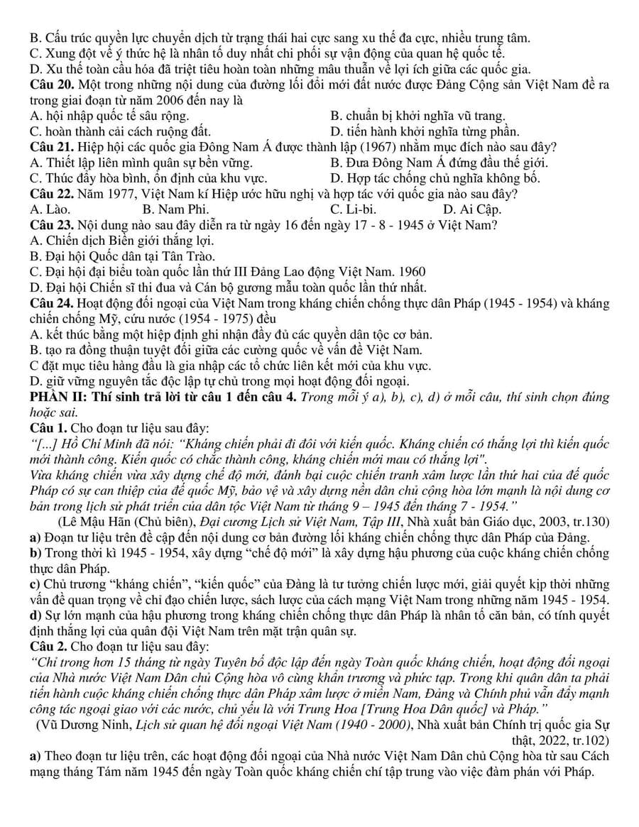 Đề thi thử tốt nghiệp môn sử Thái Nguyên 2026 lần 1 3