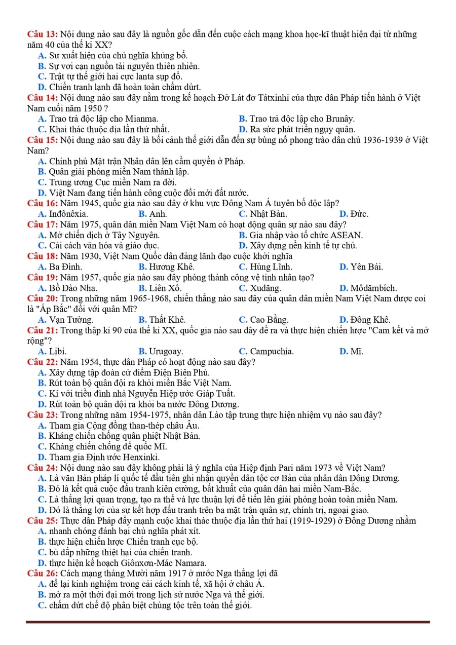 Đề chính thức môn sử 2023 2