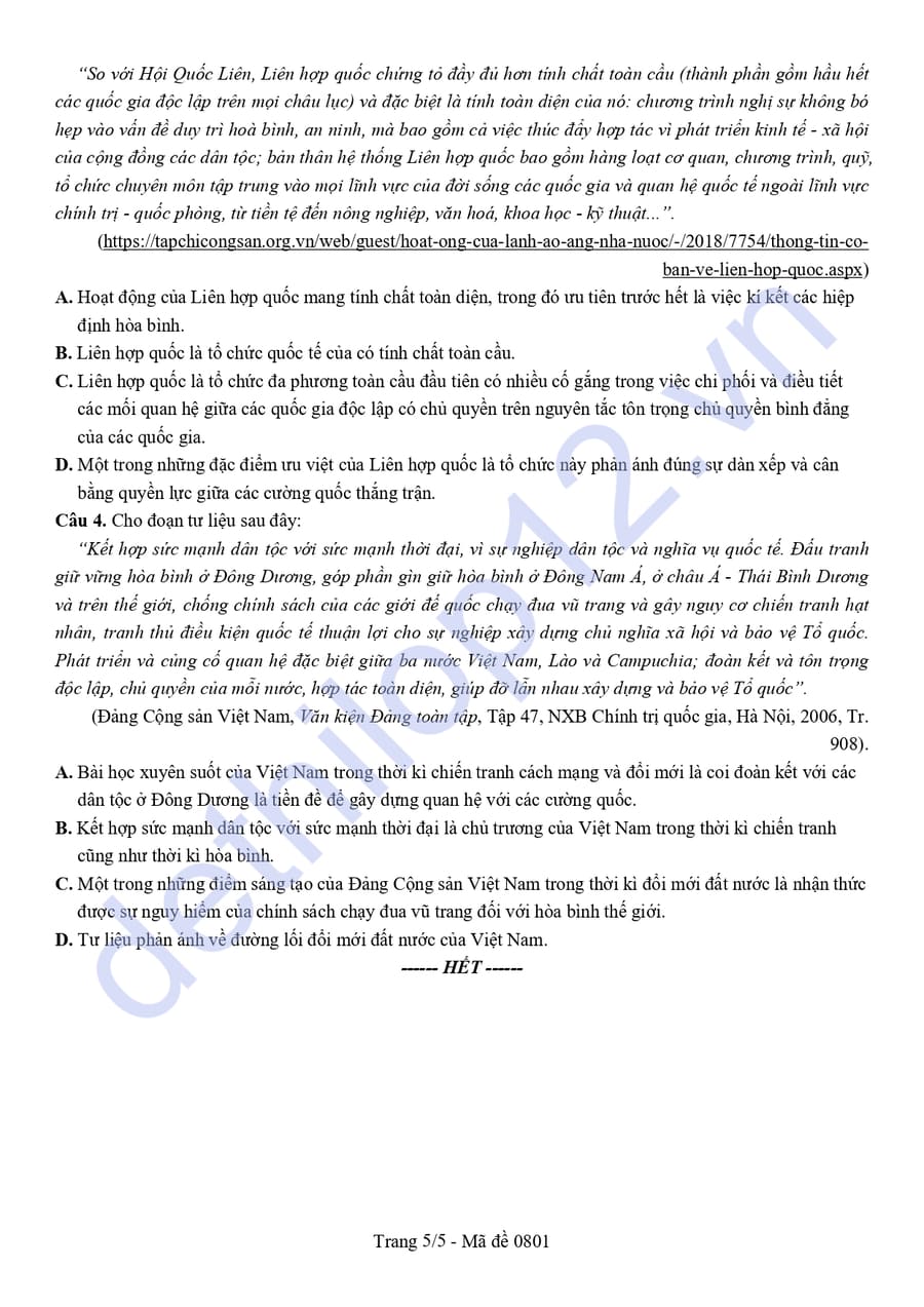 Đề thi thử tốt nghiệp môn sử cụm chuyên môn số 2 Daklak 2026 5