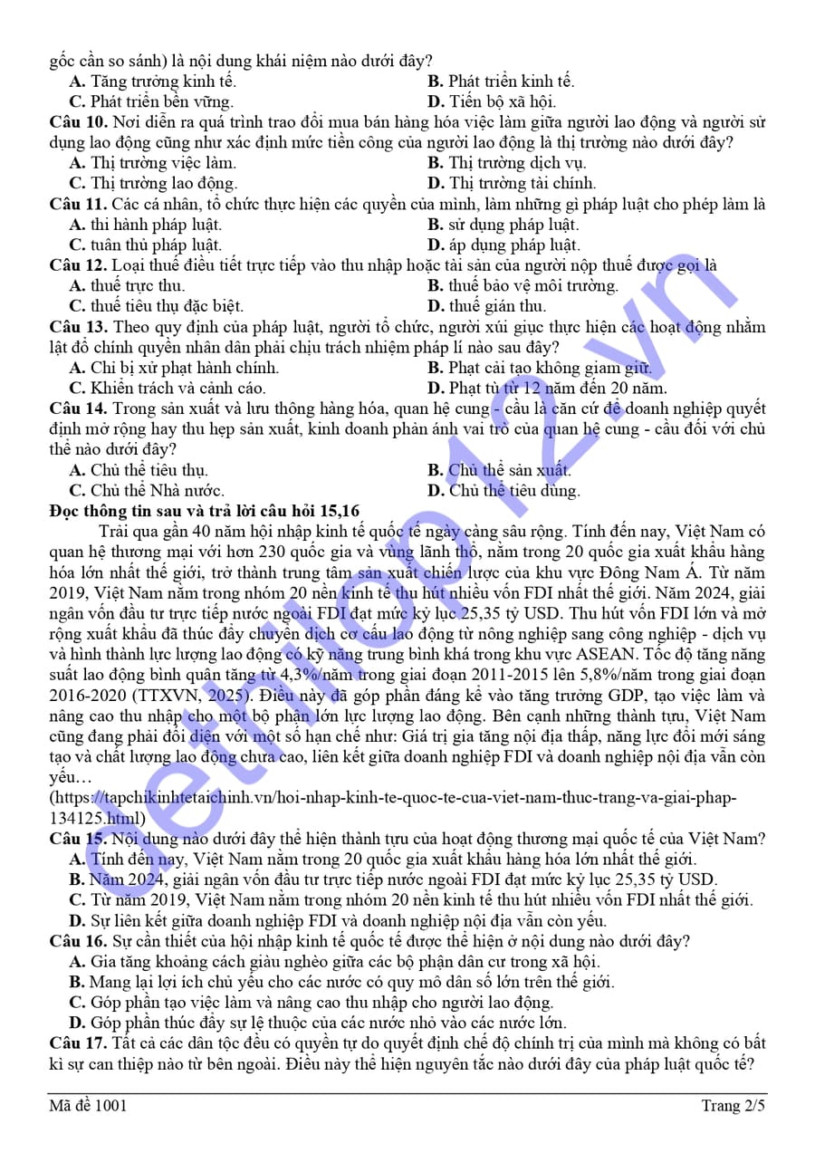 Đề thi khảo sát môn ktpl Hải Phòng 2026 lần 1 có đáp án 2