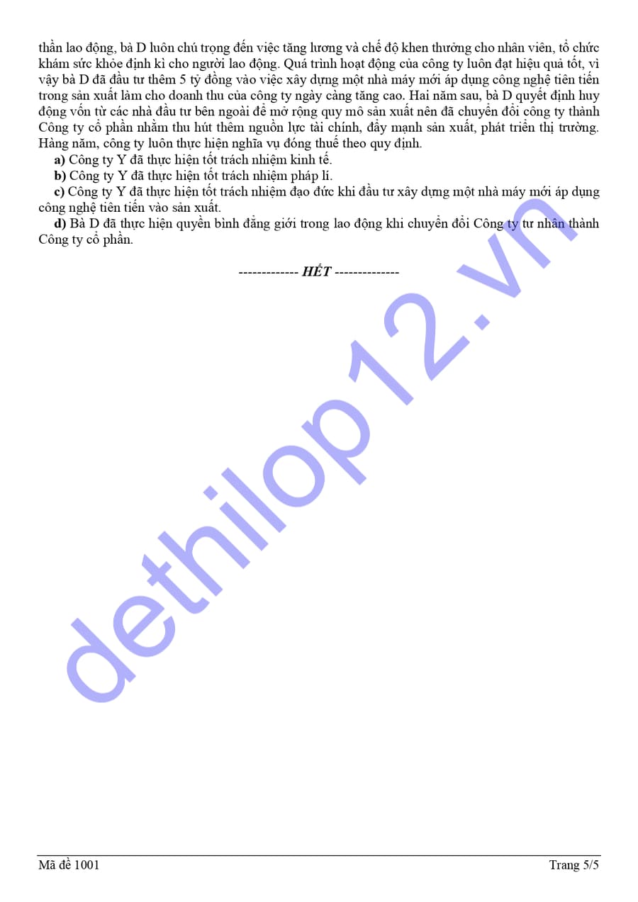 Đề thi khảo sát môn ktpl Hải Phòng 2026 lần 1 có đáp án 5