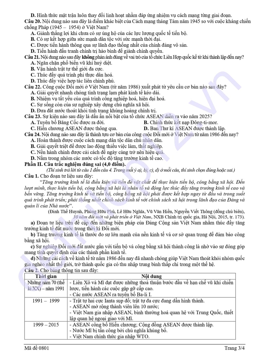 Đề thi khảo sát môn sử thành phố Hải Phòng 2026 lần 1 3