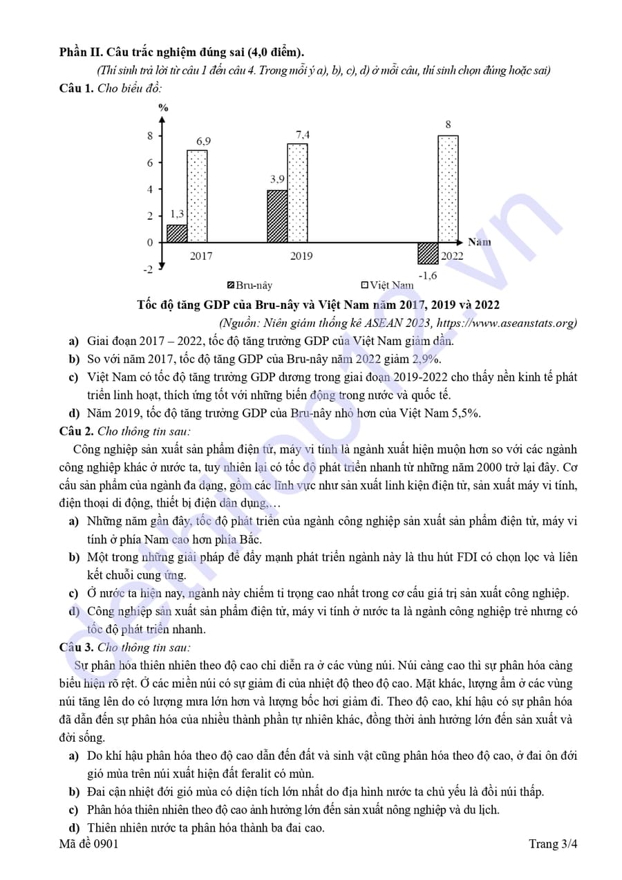 Đề thi khảo sát môn địa Hải Phòng 2026 lần 1 có đáp án 3