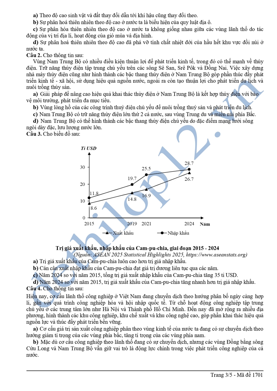 Đề thi thử tốt nghiệp môn địa Thanh Hoá 2026 lần 2  3