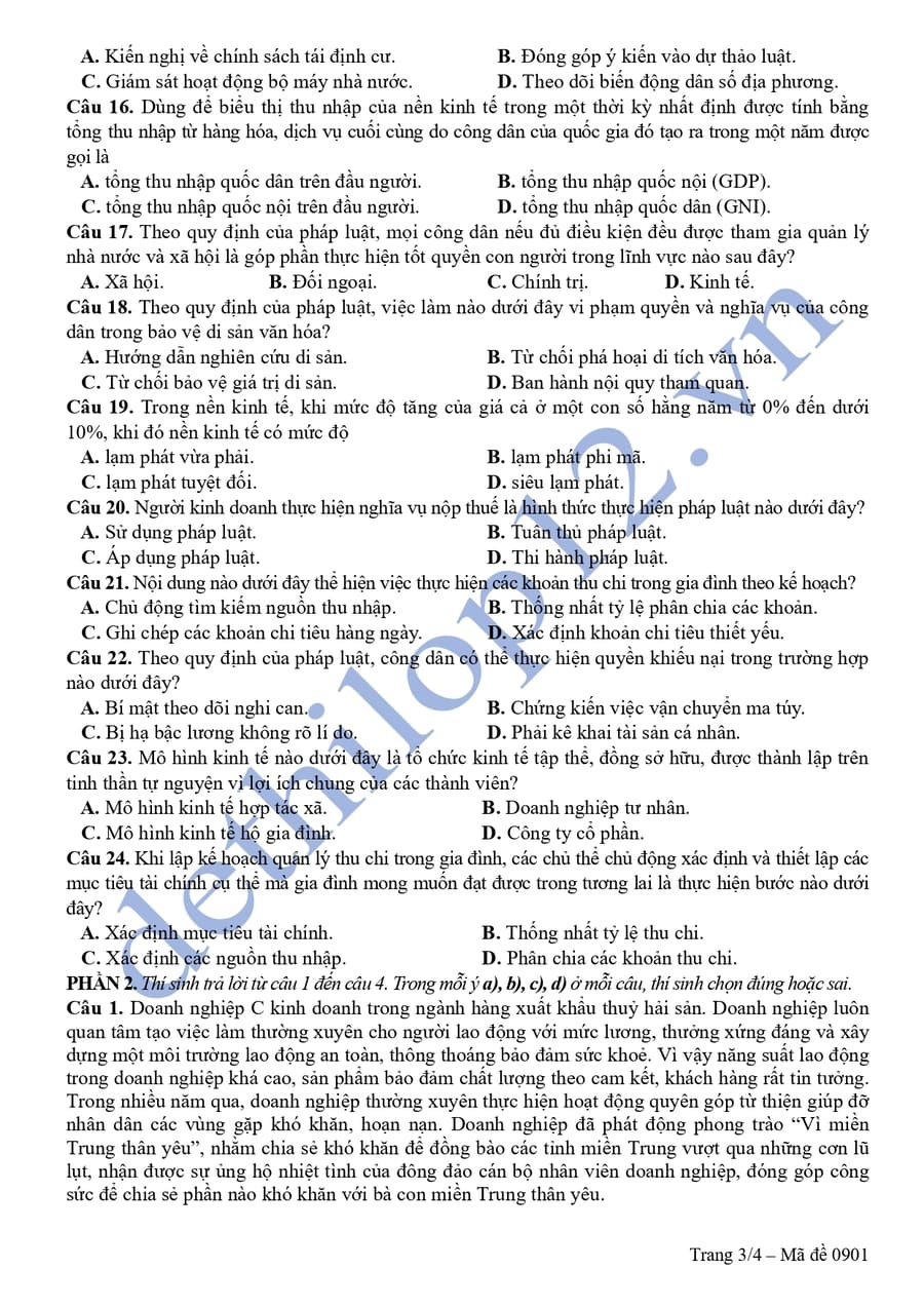 Đề thi thử tốt nghiệp môn KTPL Quảng Trị 2026 3