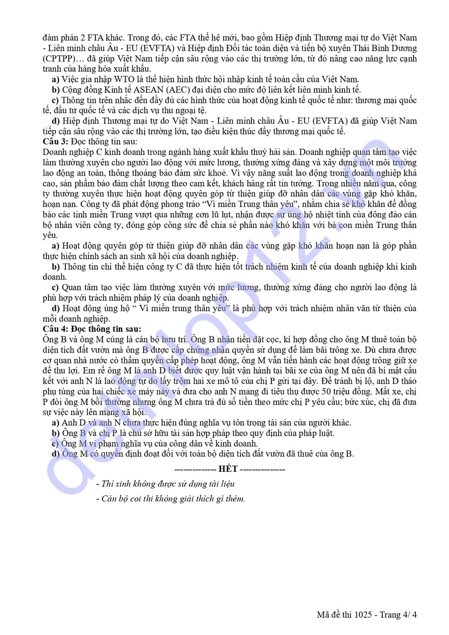 Đề thi thử tốt nghiệp môn KTPL Hưng Yên 2026  4