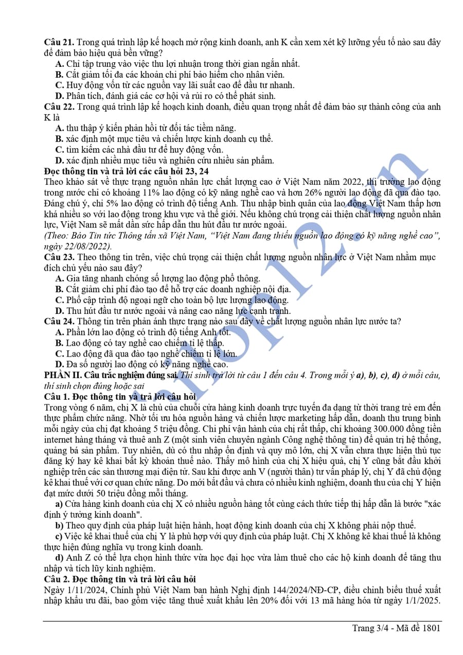 Đề thi thử tốt nghiệp môn KTPL Thanh Hoá 2026 lần 2 3