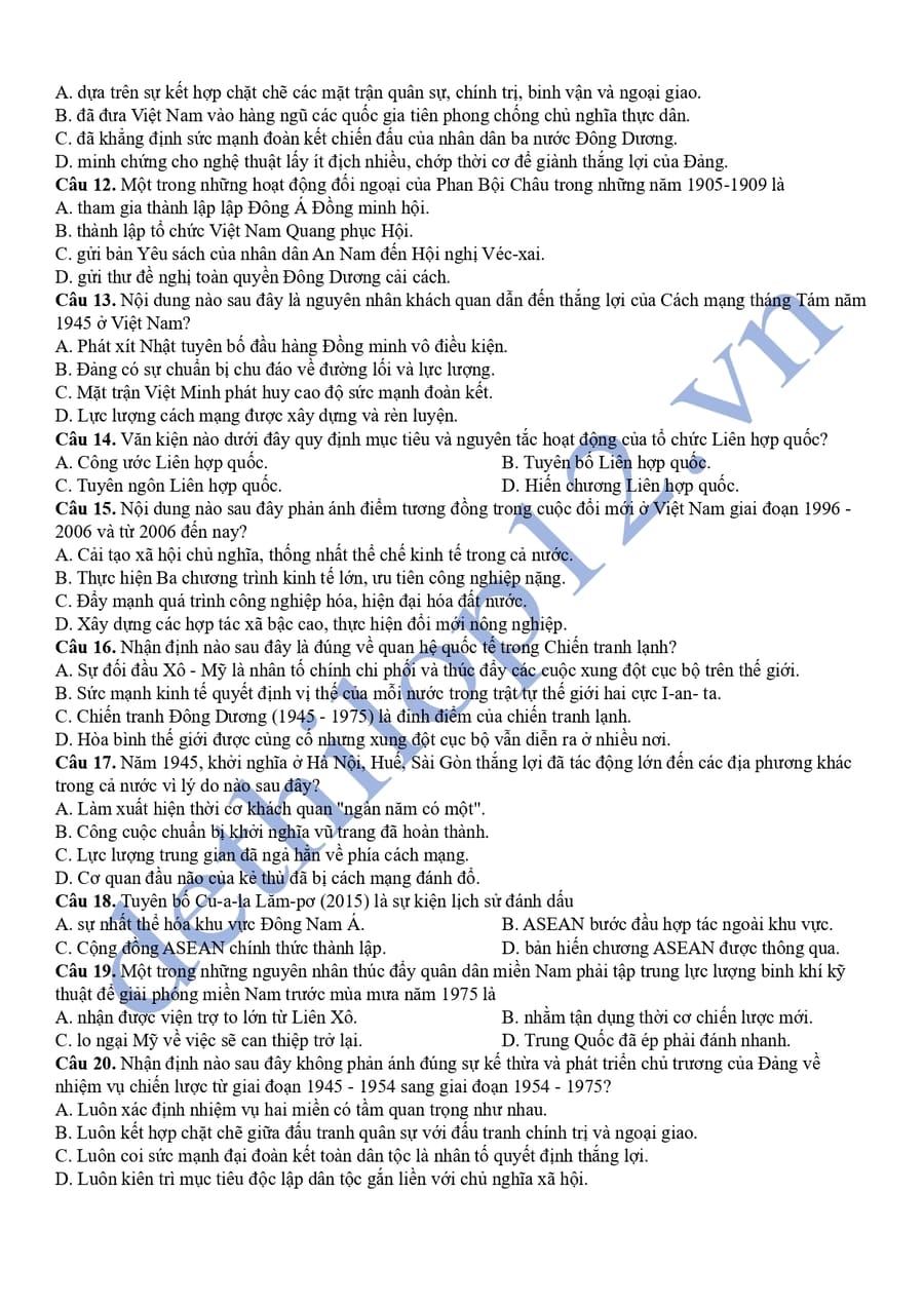 Đề thi thử lịch sử cụm THPT số 15 Ninh Bình 2026 lần 1 2