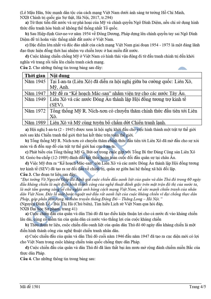 Đề khảo sát môn sử THPT Hoằng Hoá 4 lần 1 2026 4