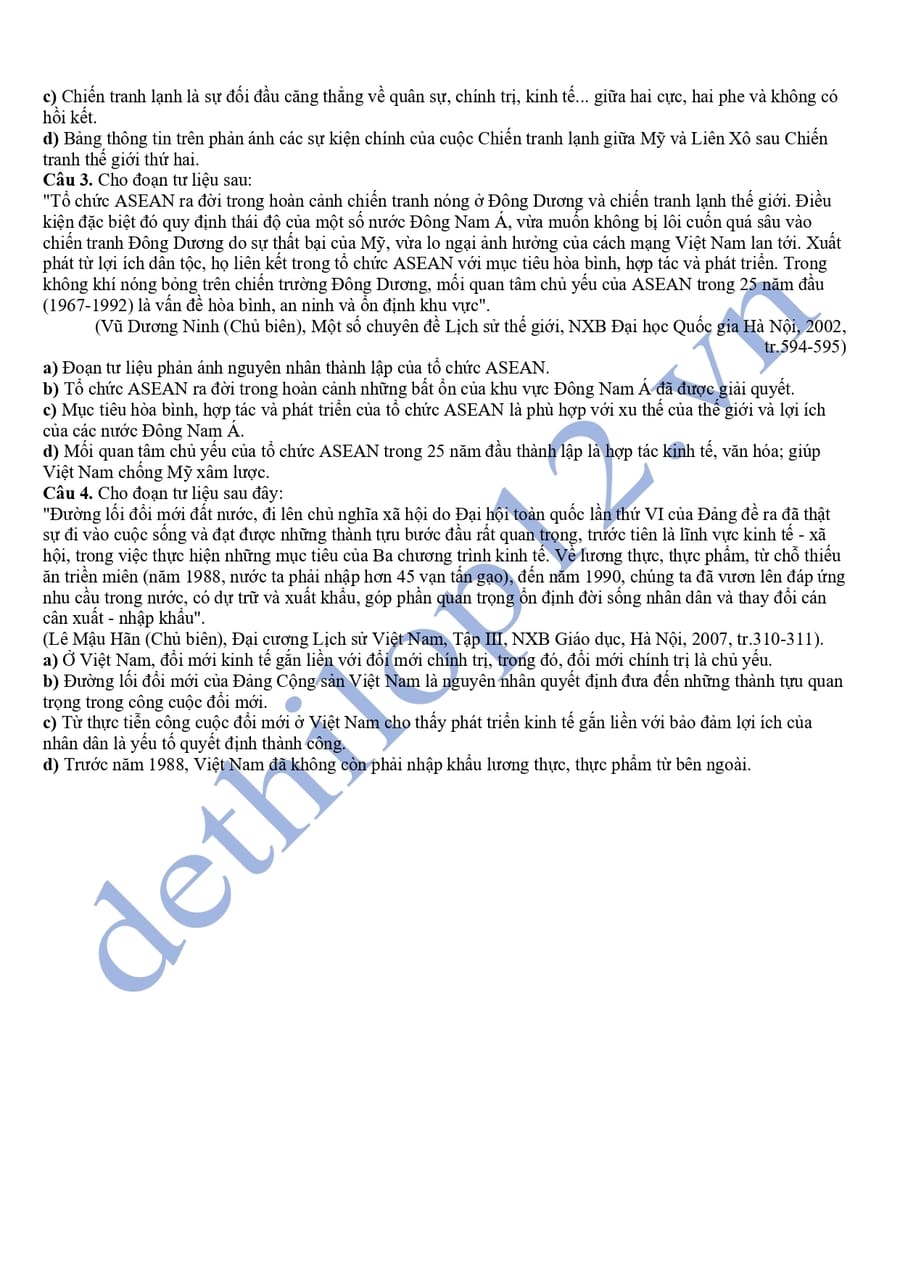 Đề thi thử tốt nghiệp môn sử THPT Chu Văn An 2026 9 Đề thi thử tốt nghiệp môn sử THPT Chu Văn An 2026 5