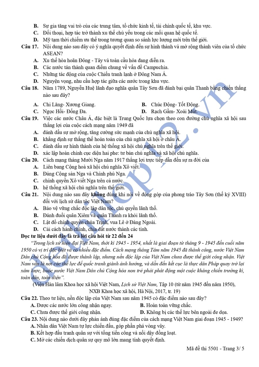 Đề thi thử tốt nghiệp môn sử cụm THPT Tứ Kỳ Ninh Giang 2026 3
