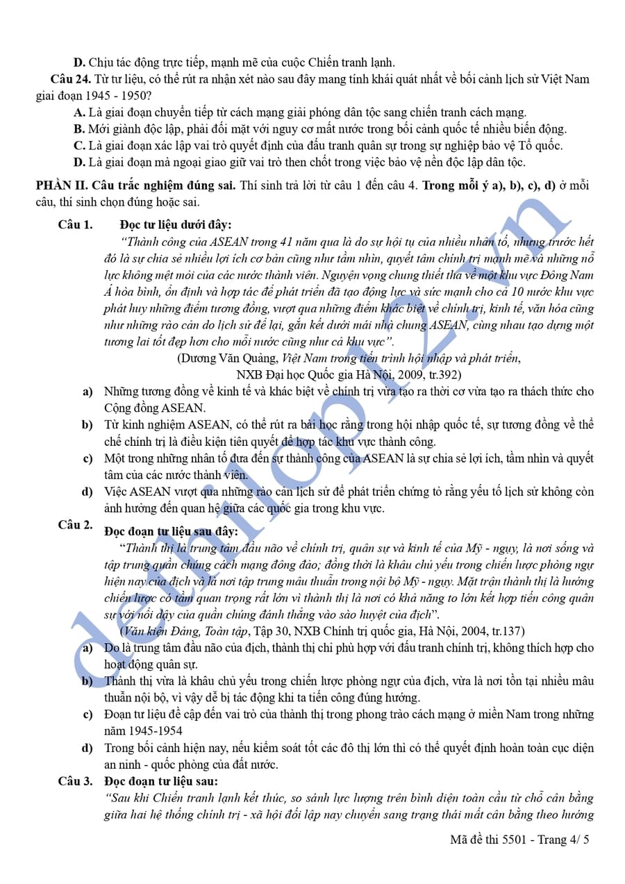 Đề thi thử tốt nghiệp môn sử cụm THPT Tứ Kỳ Ninh Giang 2026 4