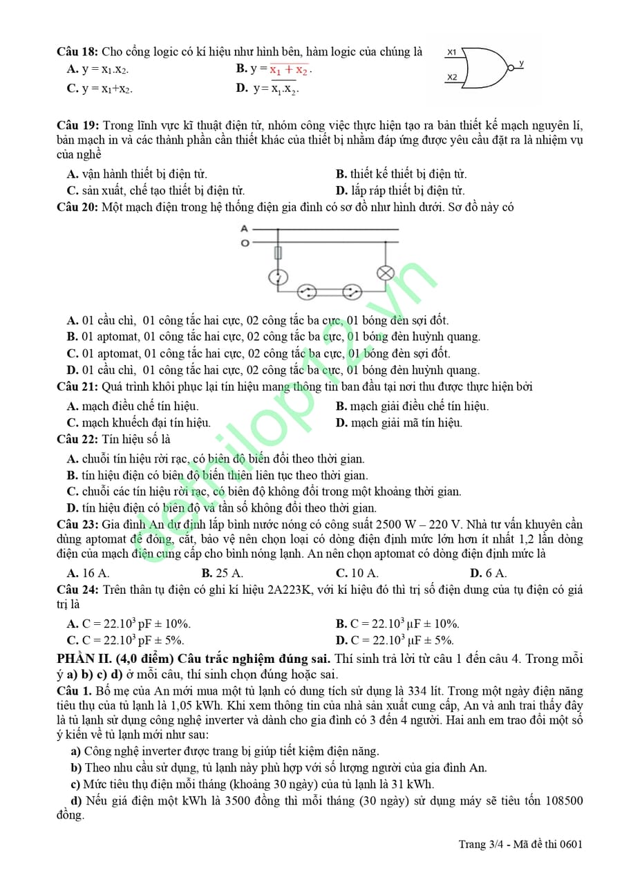 Đề thi thử tốt nghiệp môn Công nghệ công nghiệp Đà Nẵng 2026 3