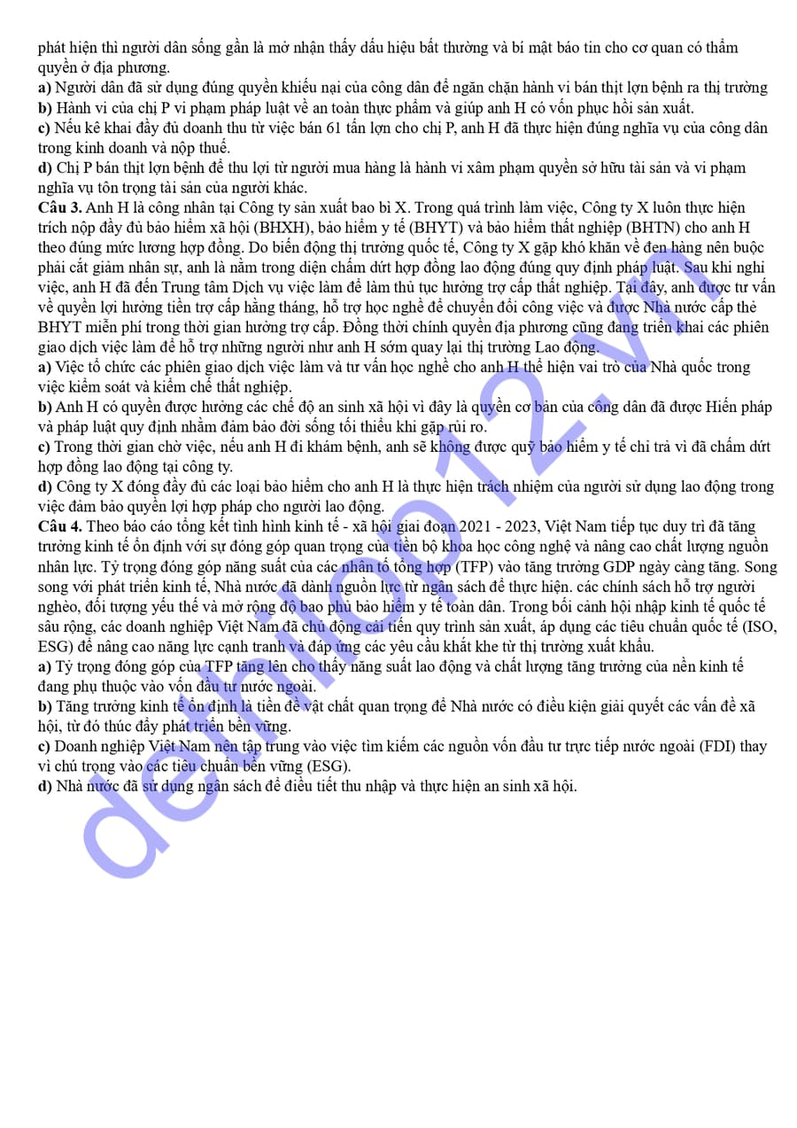 Đề thi thử tốt nghiệp môn KTPL Sơn La 2026 lần 2 4