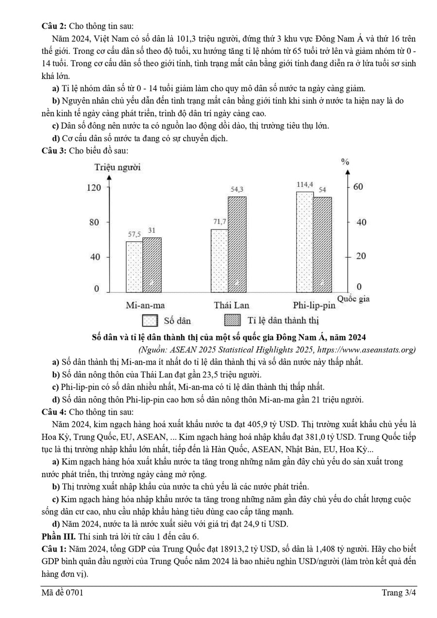 Đề thi thử tốt nghiệp môn Địa Nghệ An 2026 lần 2 có đáp án 2