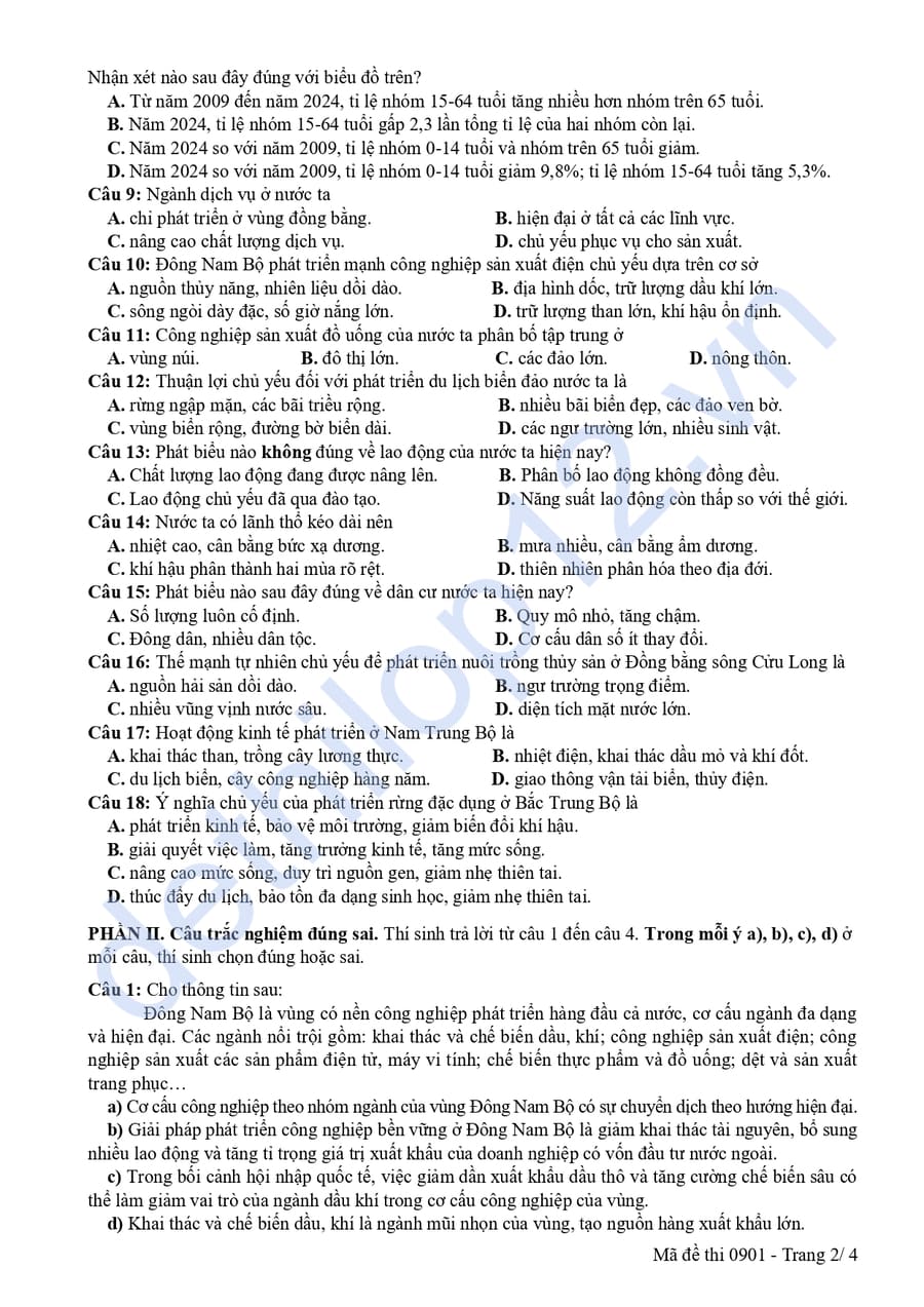 Đề thi thử tốt nghiệp môn địa Quảng Ninh 2026 3