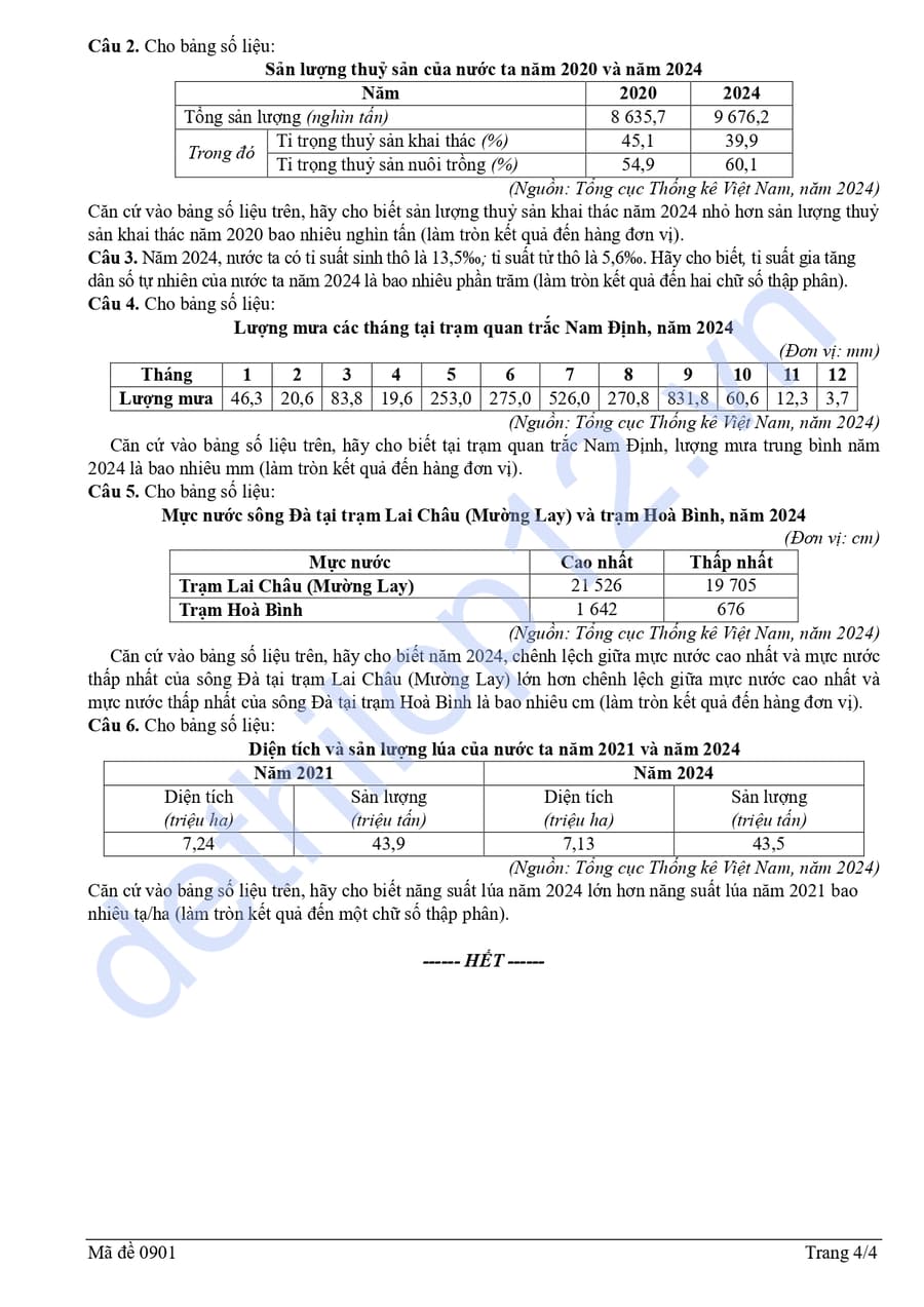 Đề thi thử tốt nghiệp môn Địa Thái Nguyên 2026 lần 2 4