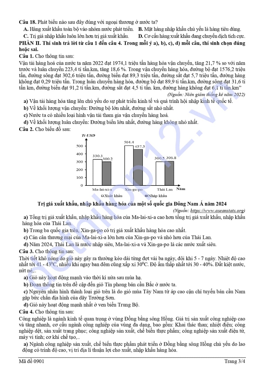 Đề thi thử tốt nghiệp môn địa lí Sơn La 2026 lần 2 3