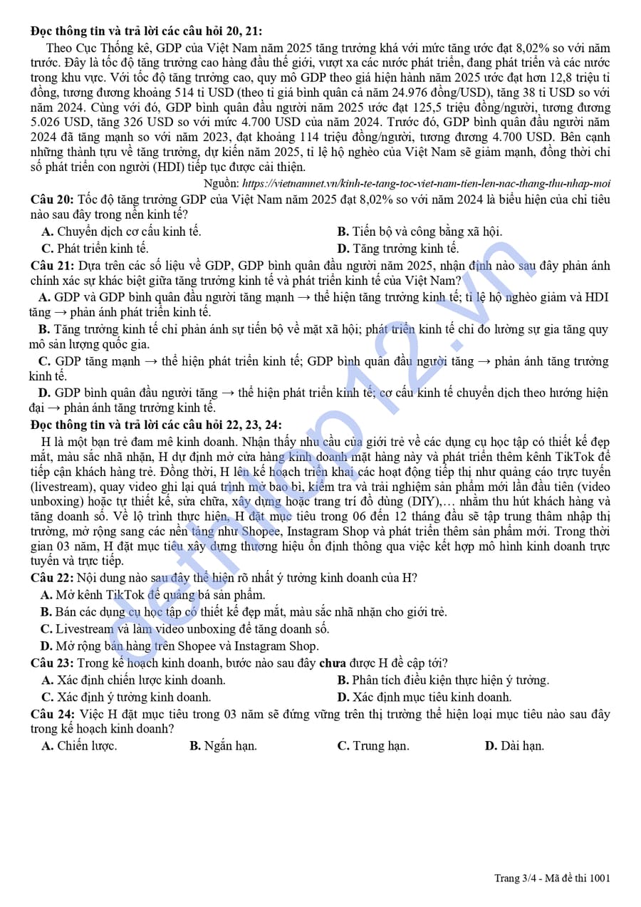 Đề thi thử tốt nghiệp môn KTPL Đà Nẵng 2026 3