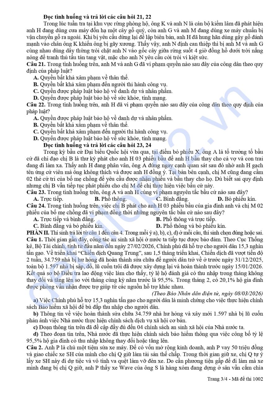 Đề thi thử tốt nghiệp môn KTPL Thái Nguyên 2026 lần 2 3