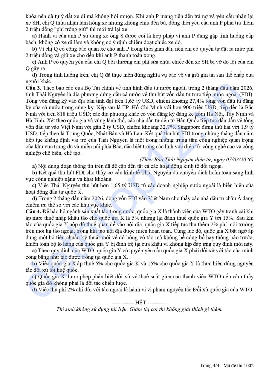 Đề thi thử tốt nghiệp môn KTPL Thái Nguyên 2026 lần 2 4