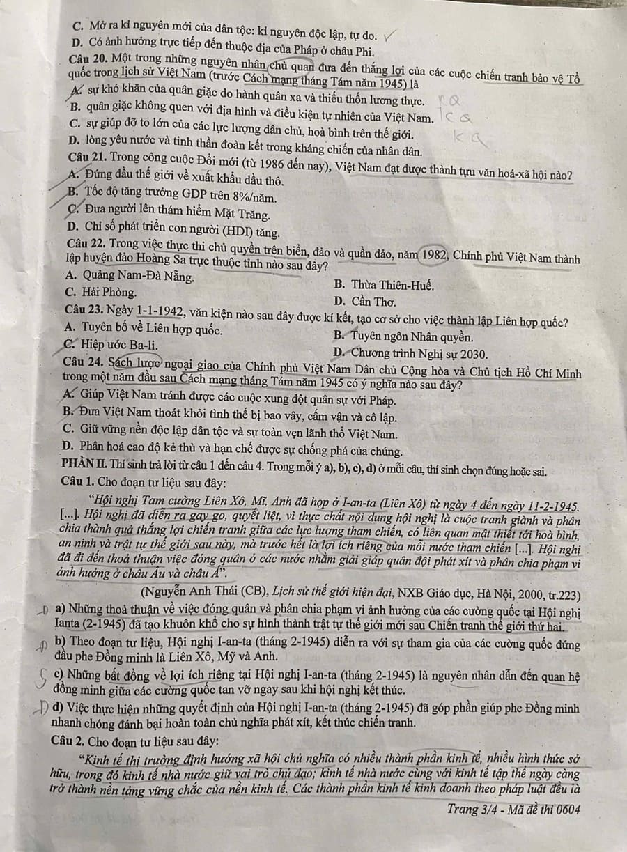 Đề thi thử tốt nghiệp môn sử Quảng Trị 2026 3