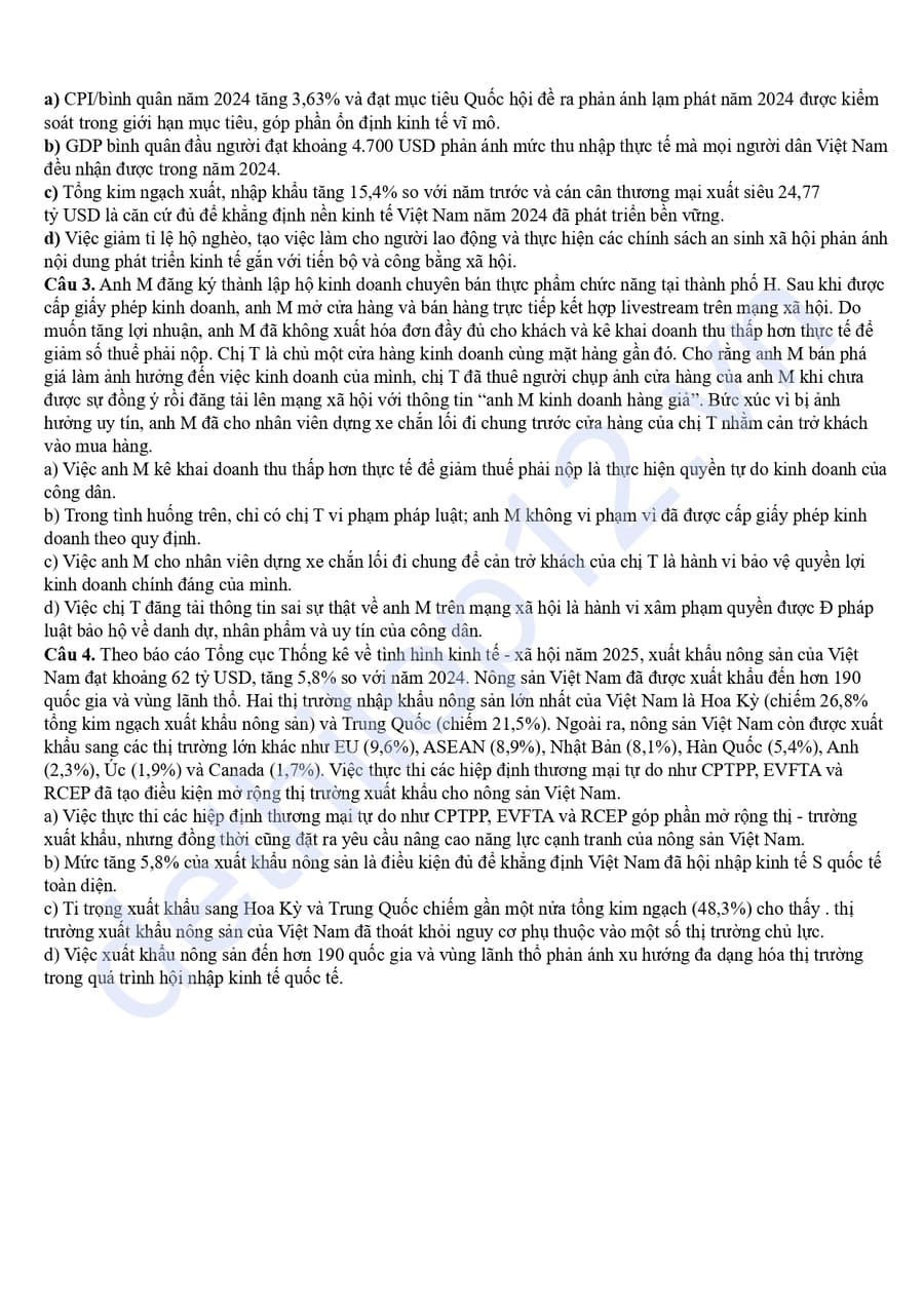 Đề thi thử tốt nghiệp môn KTPL Hà Tĩnh 2026 4