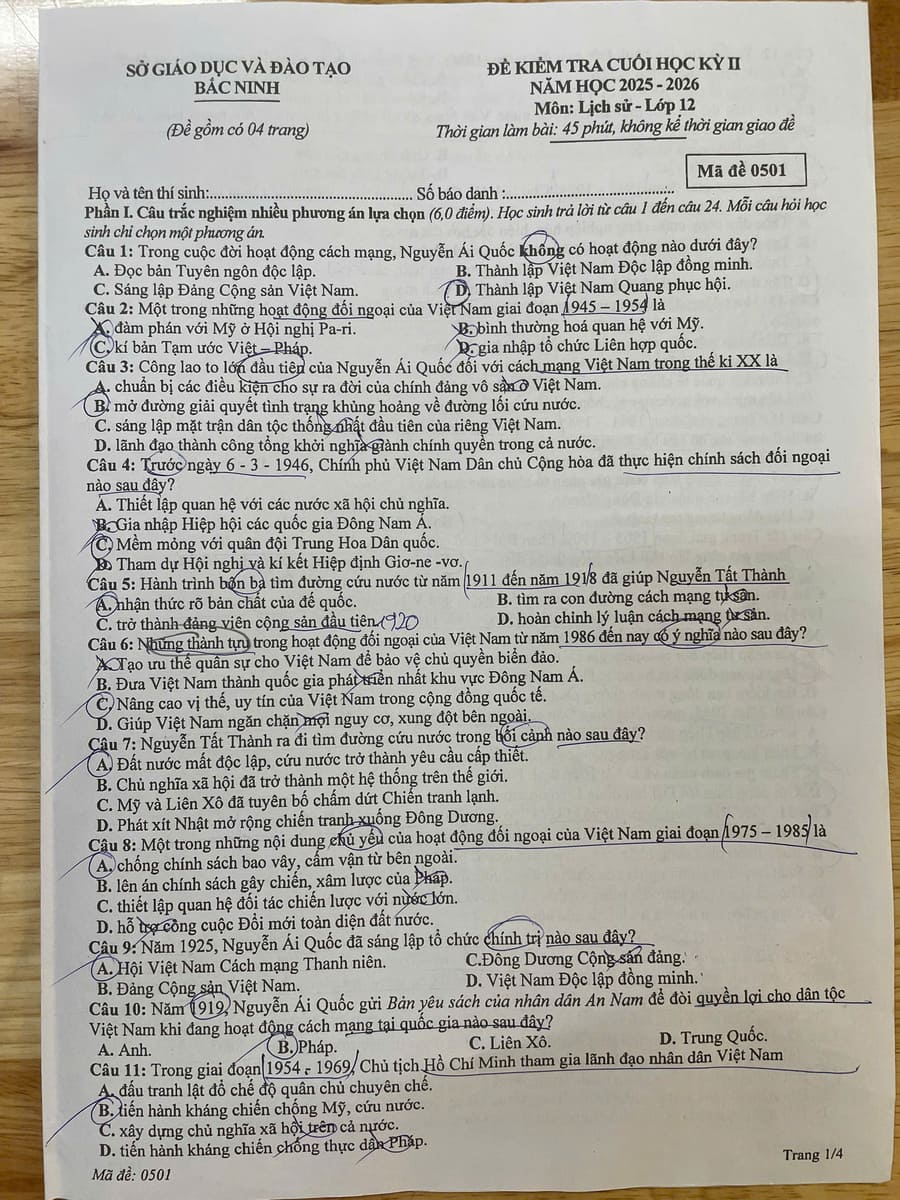 Đề kiểm tra cuối HK2 lớp 12 môn sử Bắc Ninh 2026 có đáp án 5 Đề kiểm tra cuối HK2 lớp 12 môn sử Bắc Ninh 2026