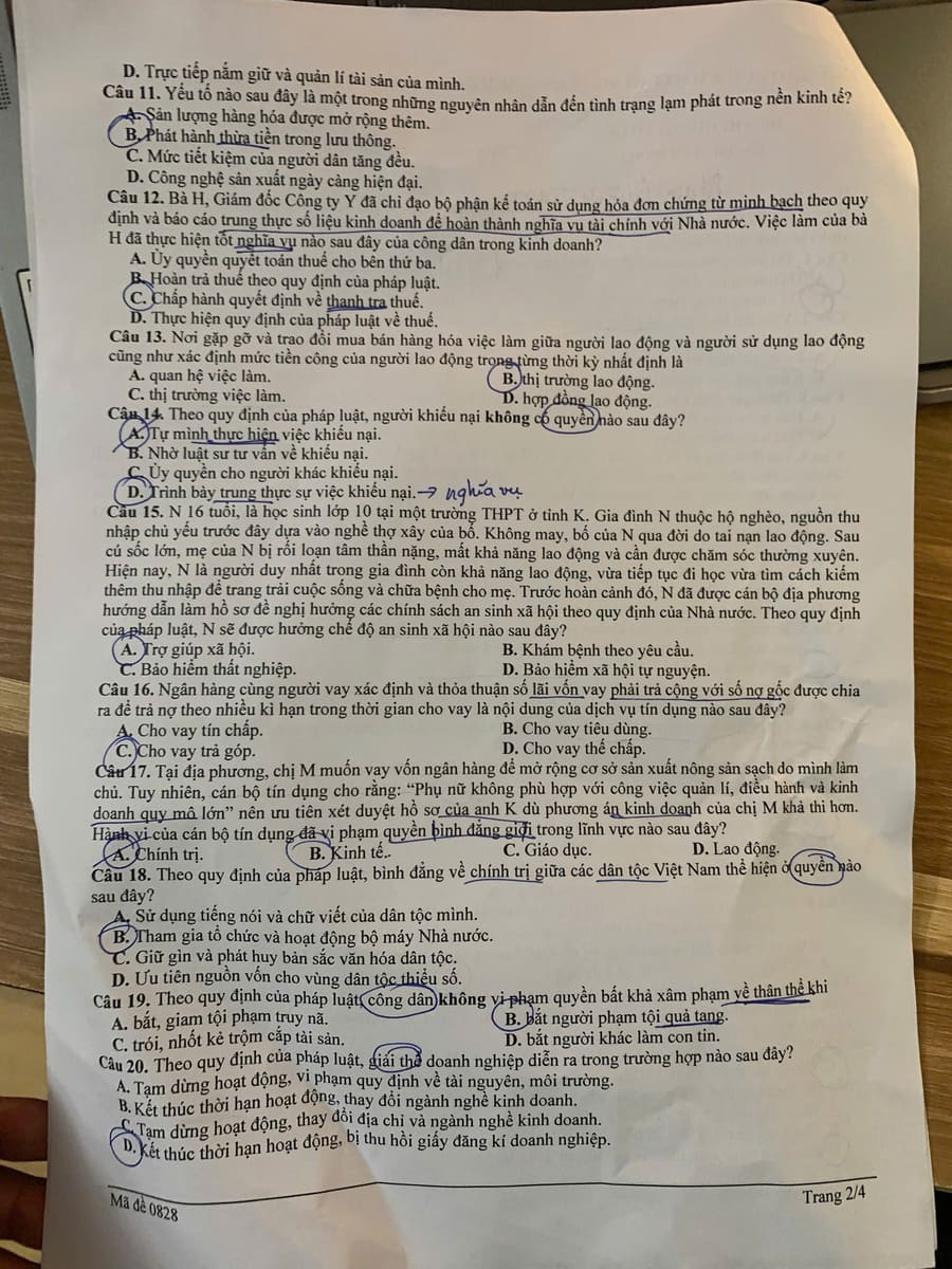 Đề thi thử tốt nghiệp môn KTPL Nghệ An 2026 lần 2 2