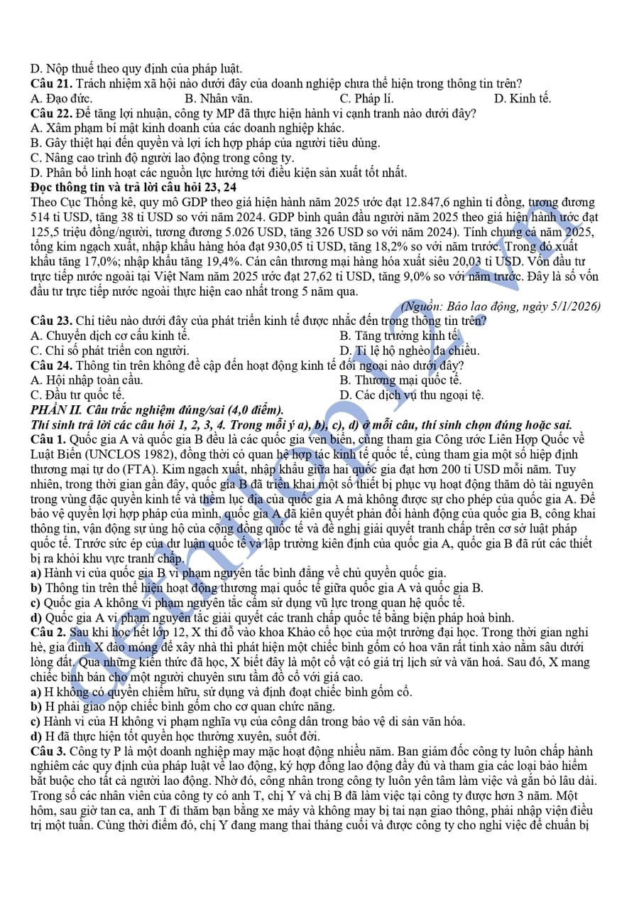 Đề thi thử tốt nghiệp môn KTPL Quảng Ninh 2026  3