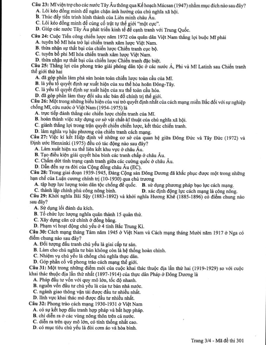 Đề chính thức môn sử 2019 3