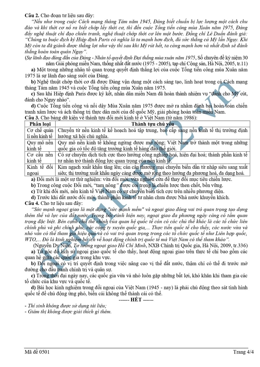 Đề thi thử tốt nghiệp môn sử Điện Biên 2026 4