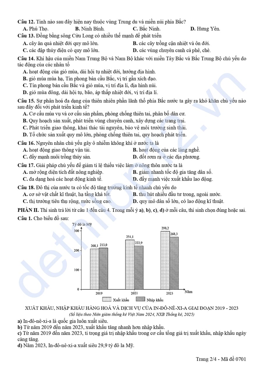 Đề thi thử tốt nghiệp môn Địa Hà Tĩnh 2026 lần 2 2
