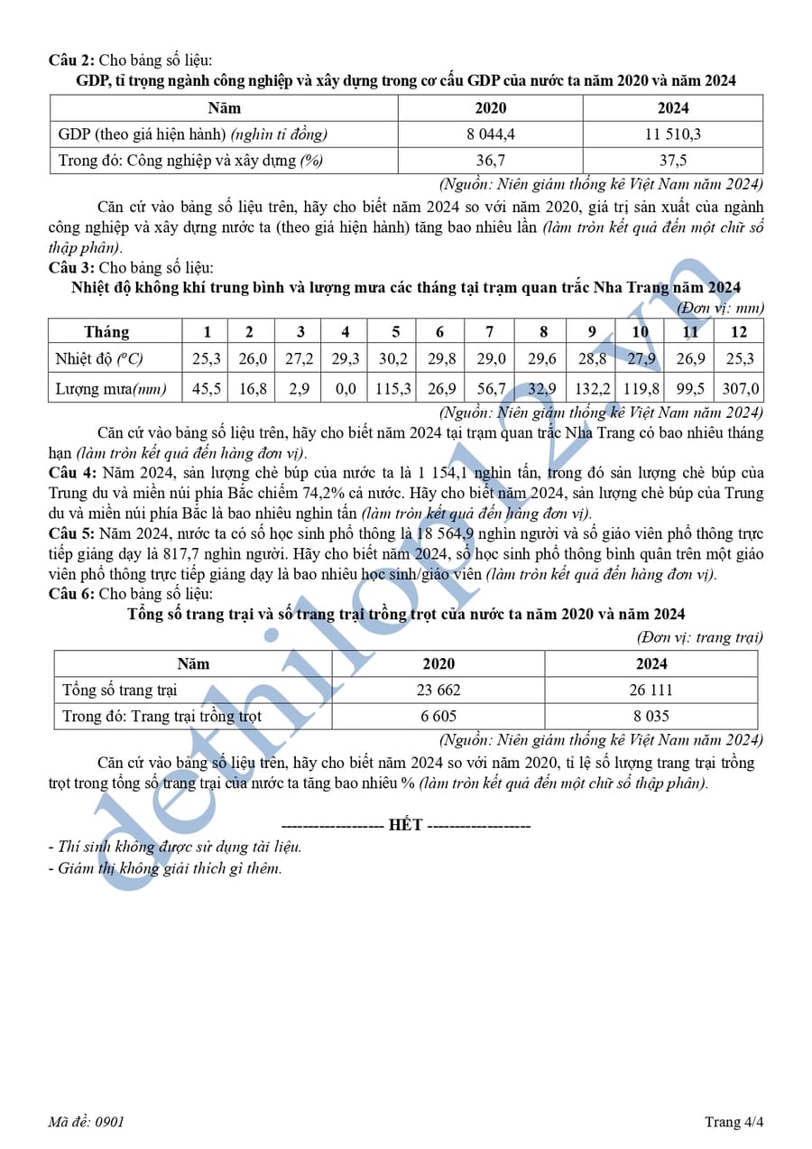 Đề thi thử tốt nghiệp môn Địa Lí Vĩnh Long 2026 4